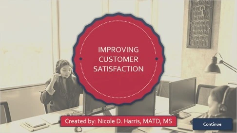 Cover page of the hypothetical Improving Customer Satisfaction eLearning course.